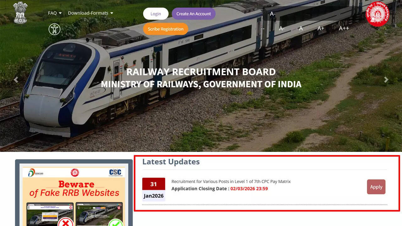 RRB Group D Recruitment 2026: CEN 9/2025 notification released for 21997 posts, apply here