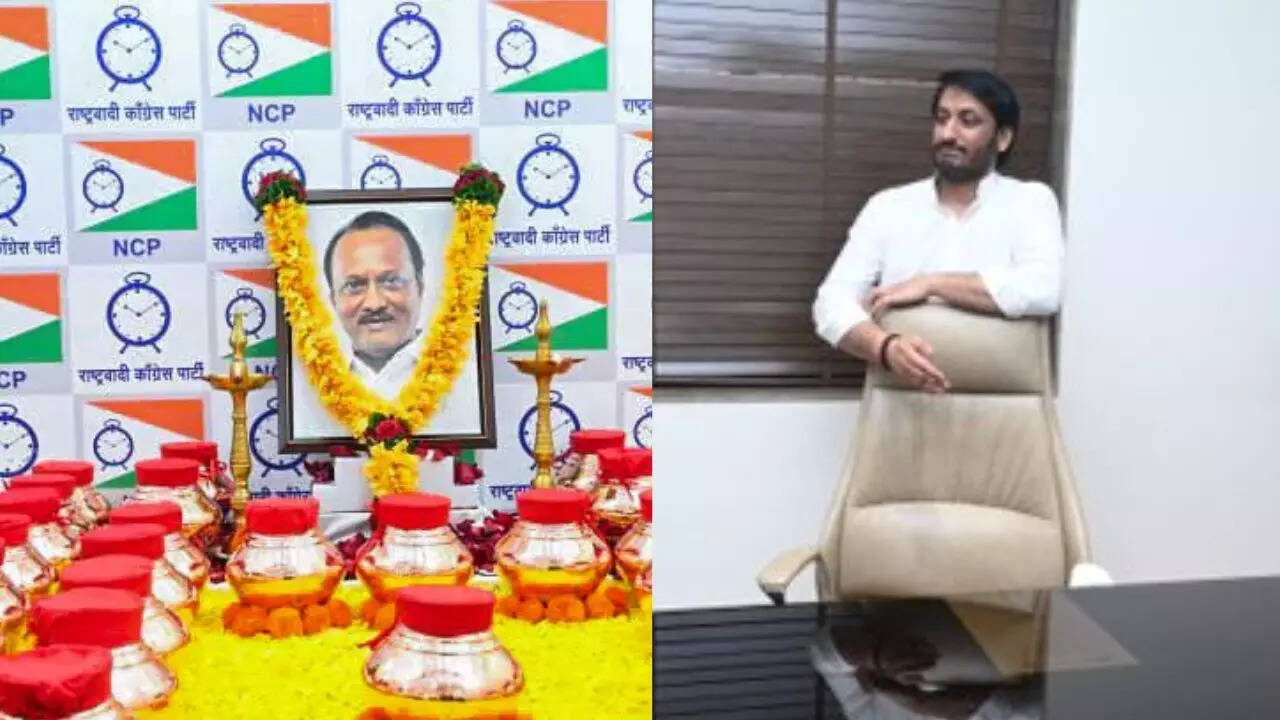 Ajit Pawar’s son Parth breaks down while holding father’s chair at NCP office
