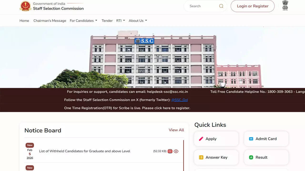 SSC Phase 13 result 2026 out at ssc.gov.in: Cut-off released, 67,543 candidates shortlisted for next stage