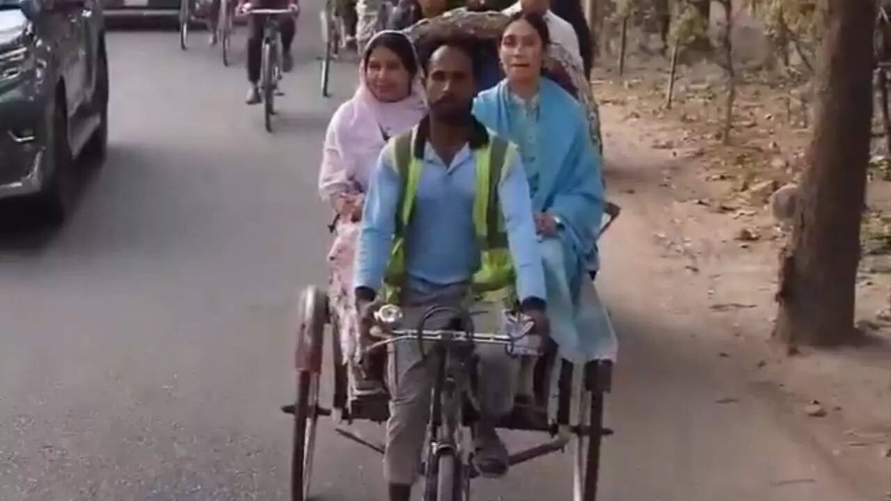 Watch: Tarique Rahman’s daughter campaigns by rickshaw in Bangladesh’s Dhaka ahead of Feb 12 polls