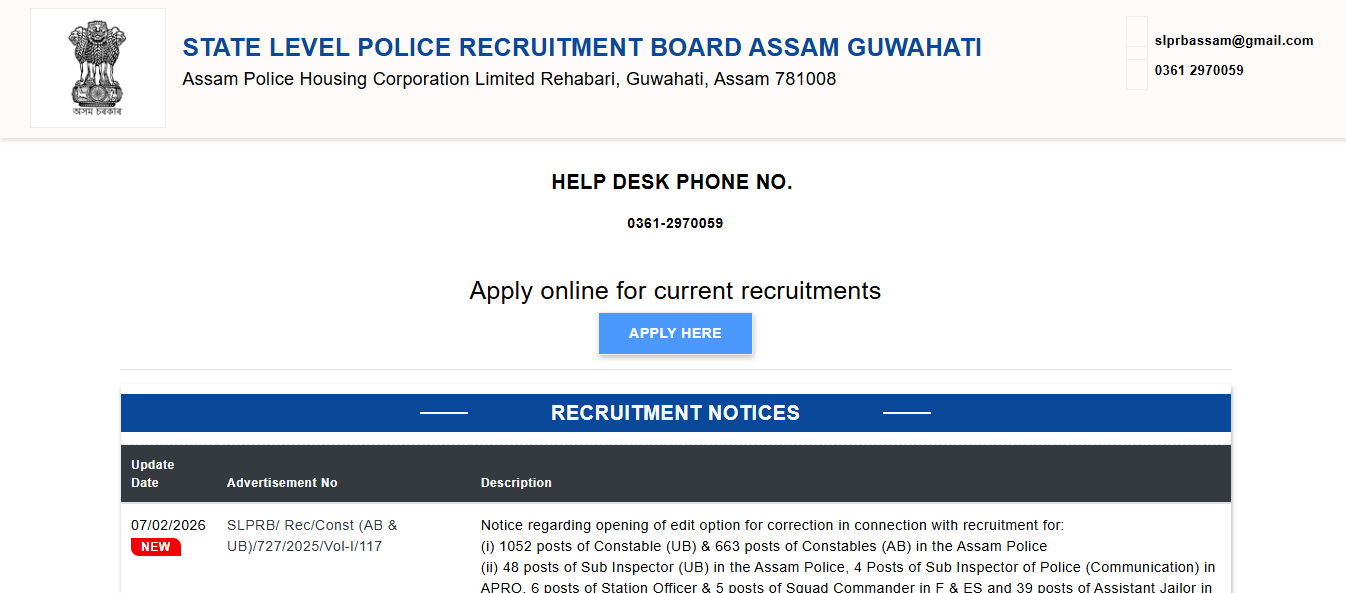 SLPRB Assam Police recruitment 2026: Apply for 3,228 posts before February 22, check direct link