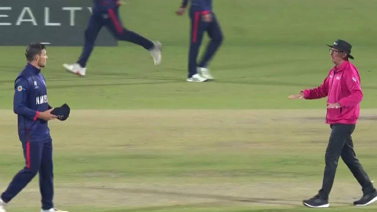 Dead-ball drama! Umpire intervenes, bowler forced to re-bowl in India vs Namibia match