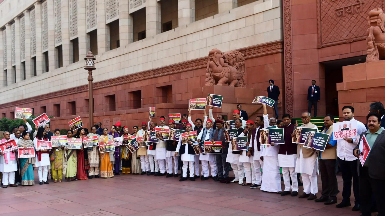 Opposition protests India-US trade deal in Parliament, backs labour unions’ bandh