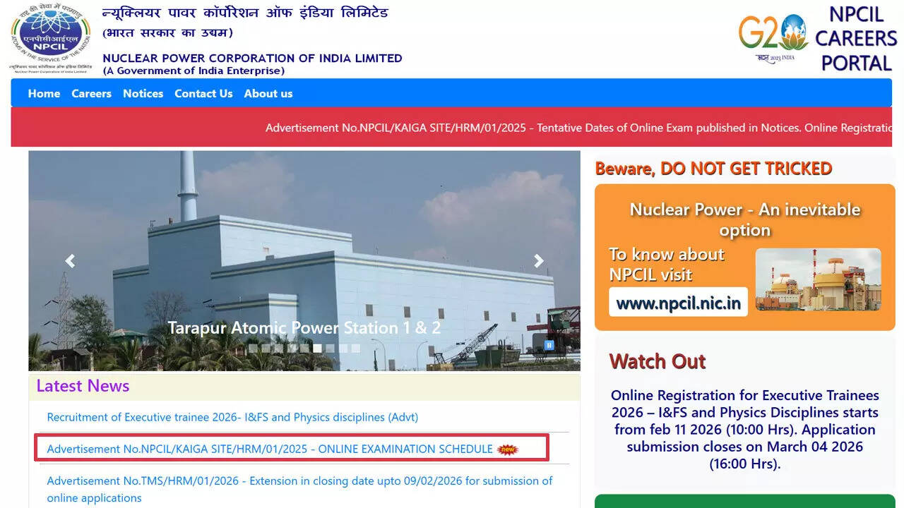 NPCIL Kaiga admit card 2026 to be released soon as CBT schedule announced at npcilcareers.co.in; check here