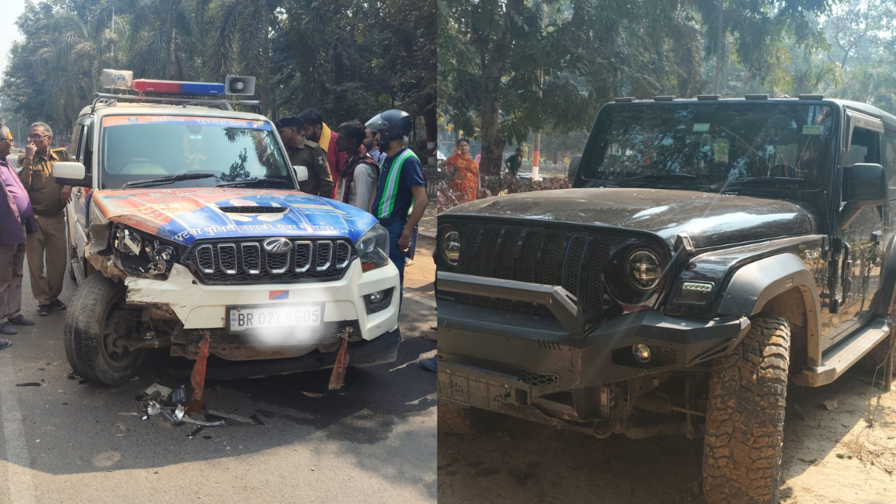 Speeding Thar crashes into police patrol vehicle near Bihar CM Nitish Kumar's residence