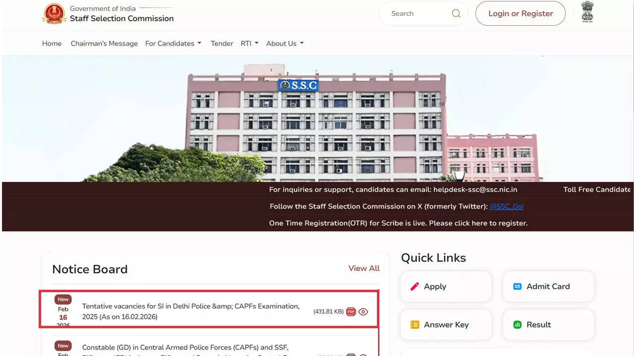 SSC CPO 2025 announces over 3000 SI vacancies in Delhi Police and CAPFs, check official notice