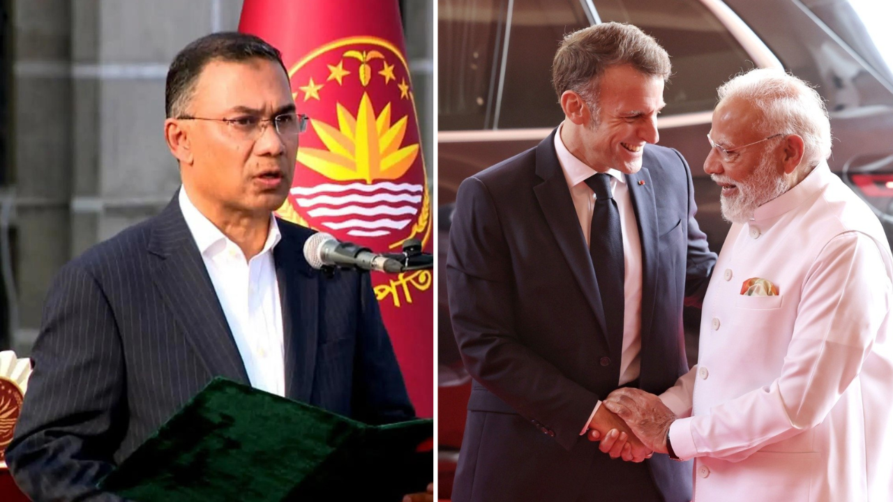 Evening news wrap: PM Modi, Macron hold talks in Mumbai; Tarique Rahman sworn in as Bangladesh PM, and more