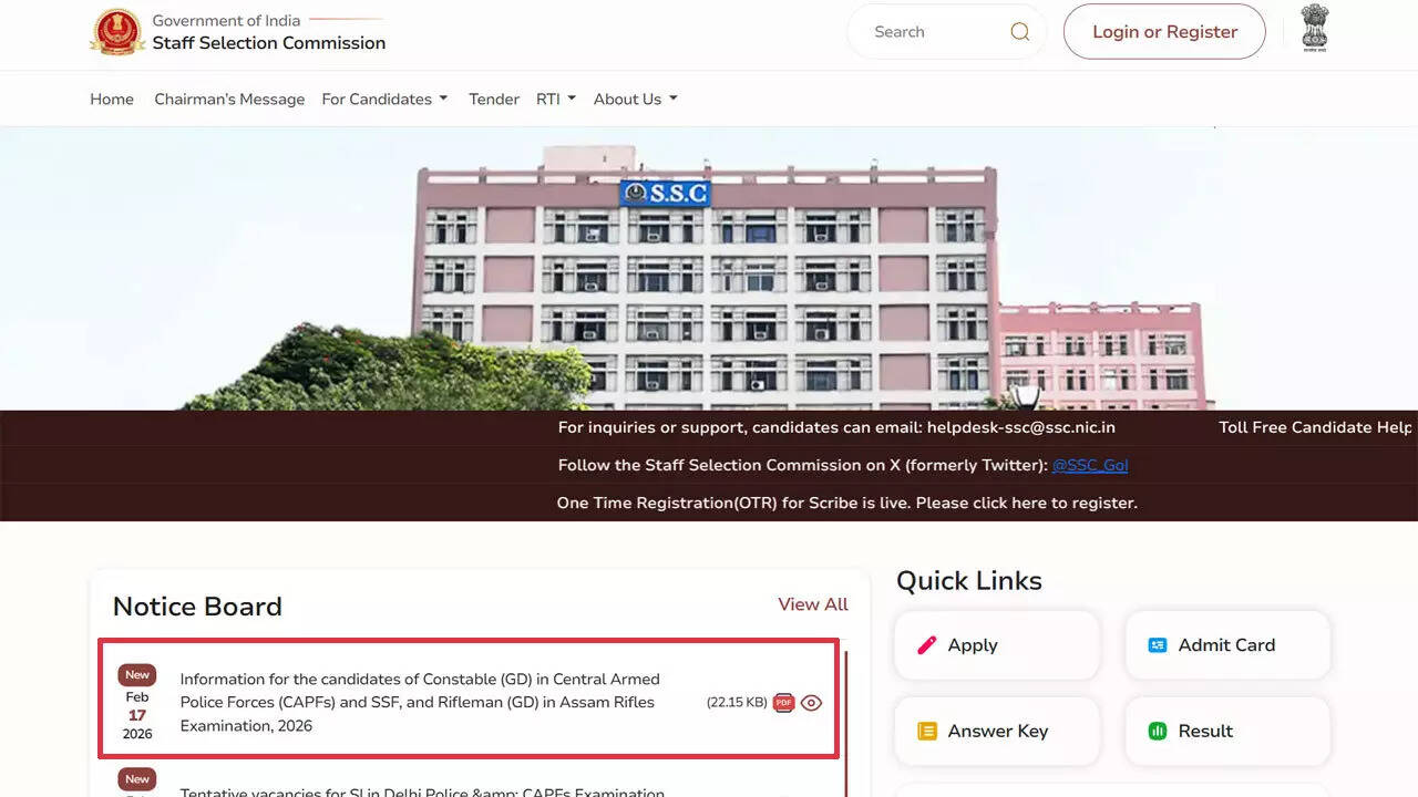 SSC GD Constable 2026 CBT exam postponed for 25487 posts; fresh dates for CAPFs soon