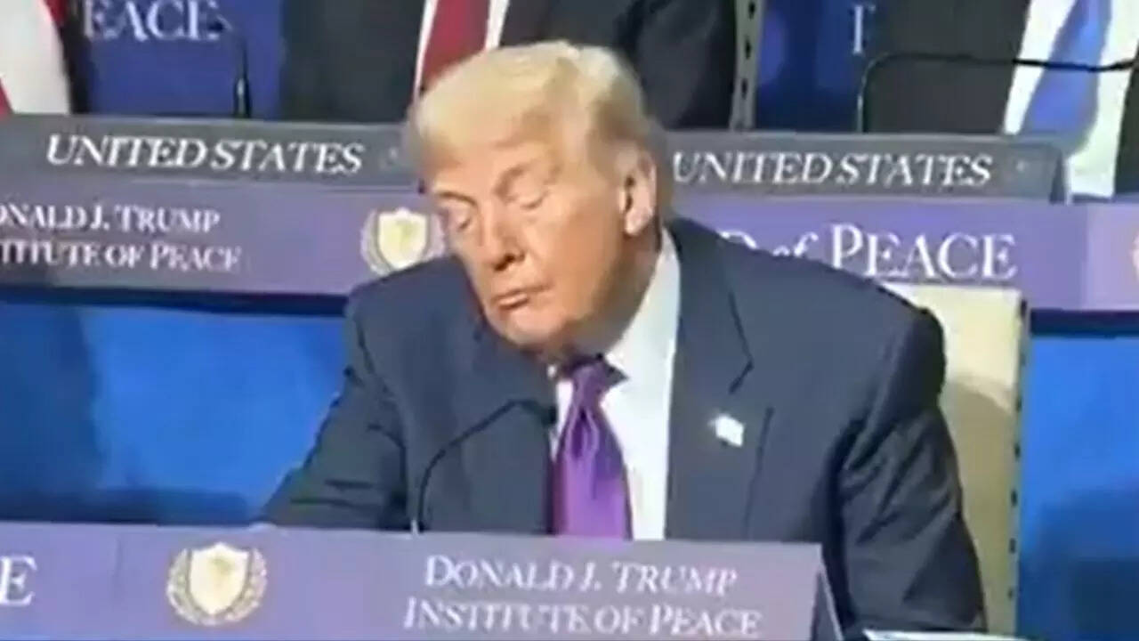 Watch: Trump caught on camera with eyes shut during Board of Peace meeting, netizens react