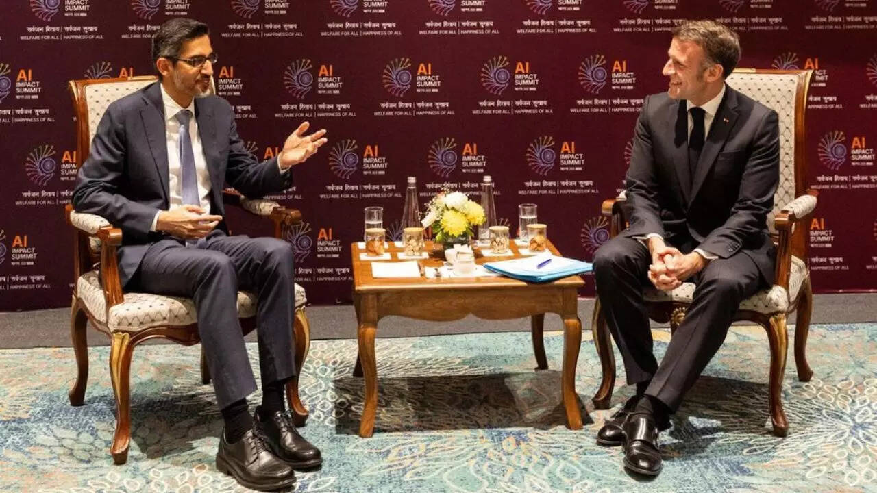 Sundar Pichai ‘enjoyed’ meeting Macron at AI Impact Summit in Delhi