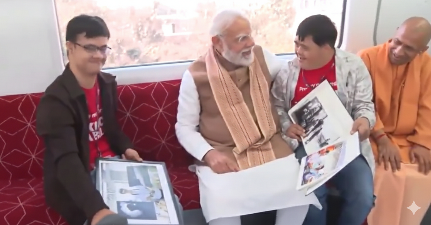 Watch: PM Modi takes a metro ride after flagging off Namo Bharat Rapid Rail corridor; interacts with students