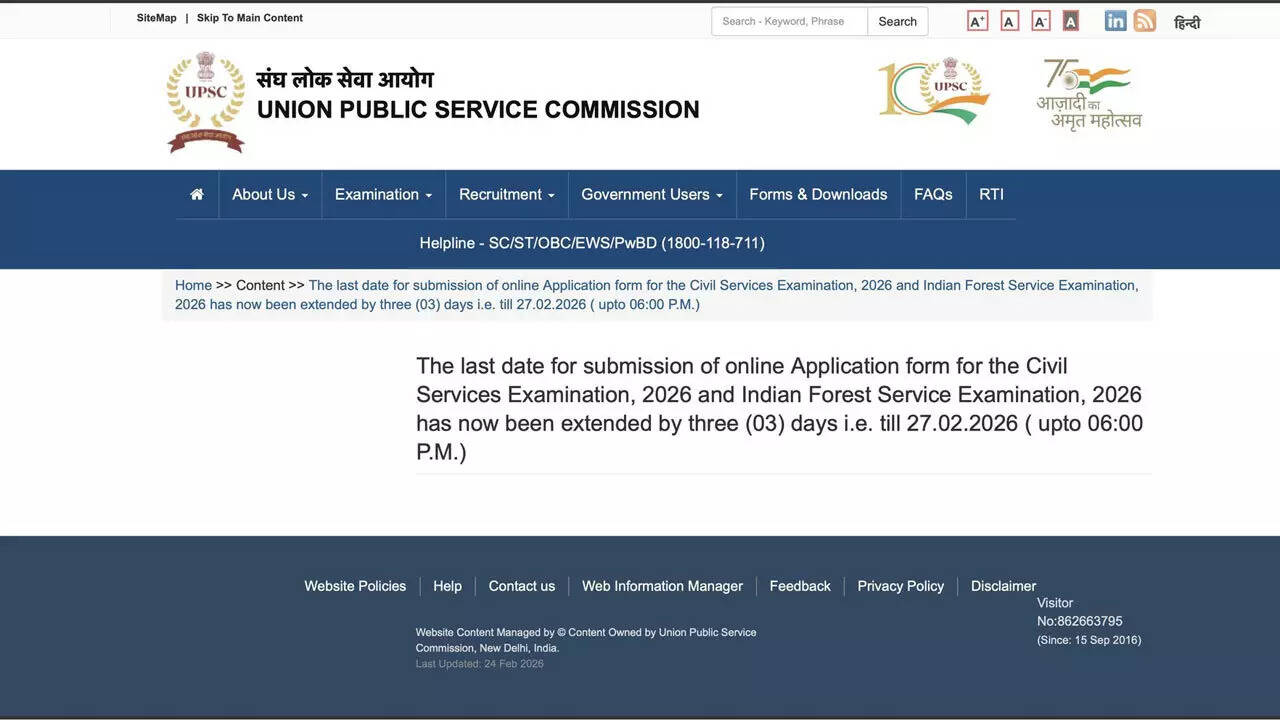 UPSC extends CSE 2026 deadline after portal issues; applications now open till February 27, 2026