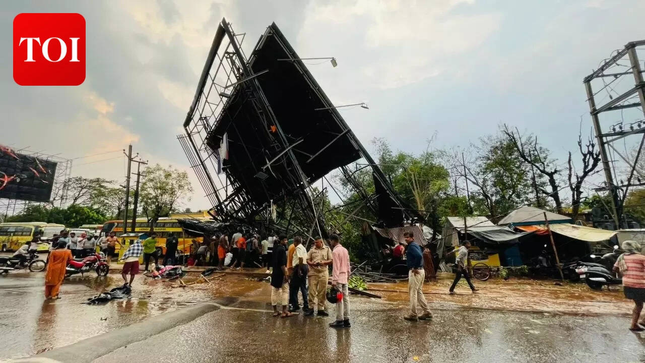 Bhubaneswar hoarding collapses in gusty winds: Man killed, several injured