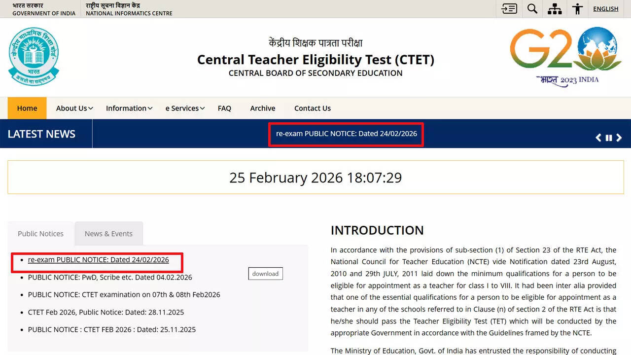 CBSE announces CTET Paper-2 re-exam 2026 for affected candidates with new admit cards; check details here