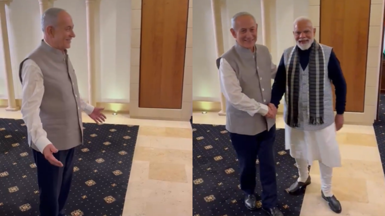 Watch: Netanyahu wears traditional Indian attire to surprise 'friend' PM Modi