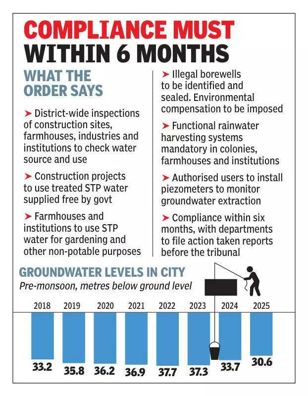 NGT raps Haryana for illegal groundwater use; tribunal takes cognisance of TOI report