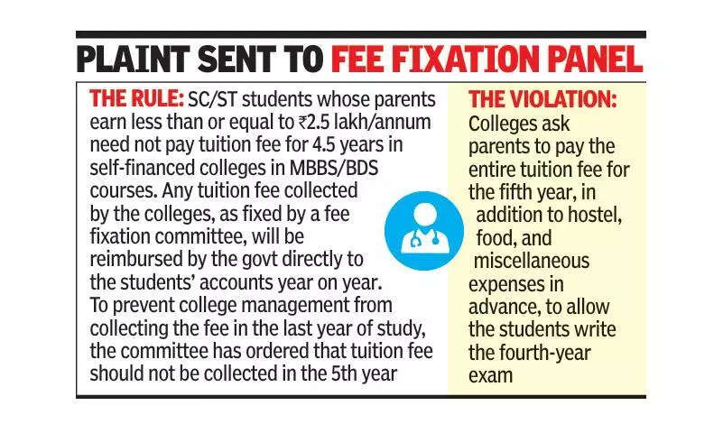 Pvt colleges ask SC/ST medicos to pay next year’s fees to sit for exams this year