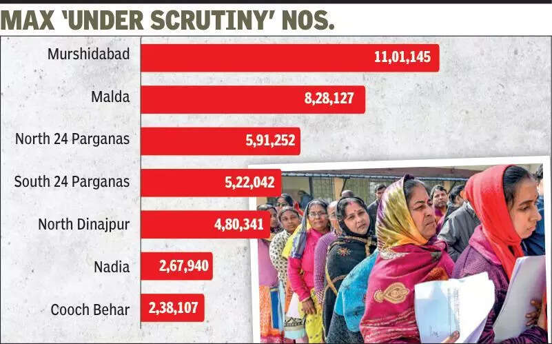 40% names under scrutiny from 3 dists: Murshidabad, Malda &amp; N 24 Parganas