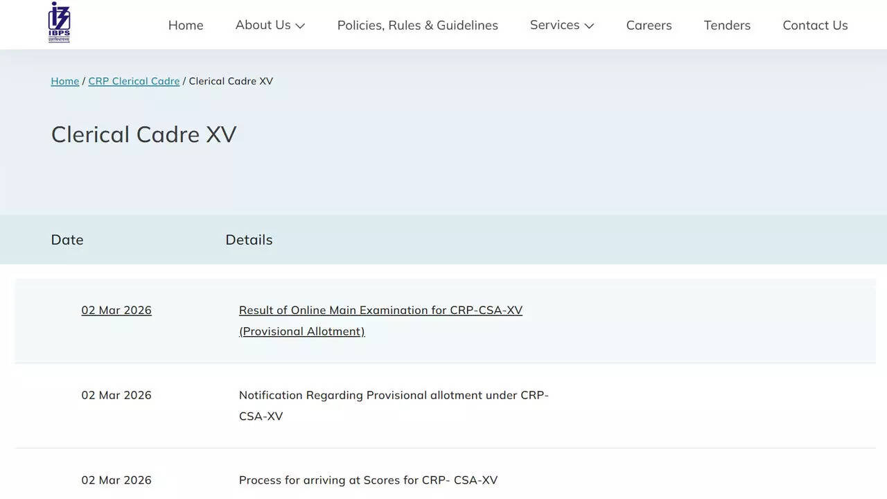 IBPS Clerk Mains result 2026 declared for 15,684 Customer Service Associate posts at ibps.in; download here