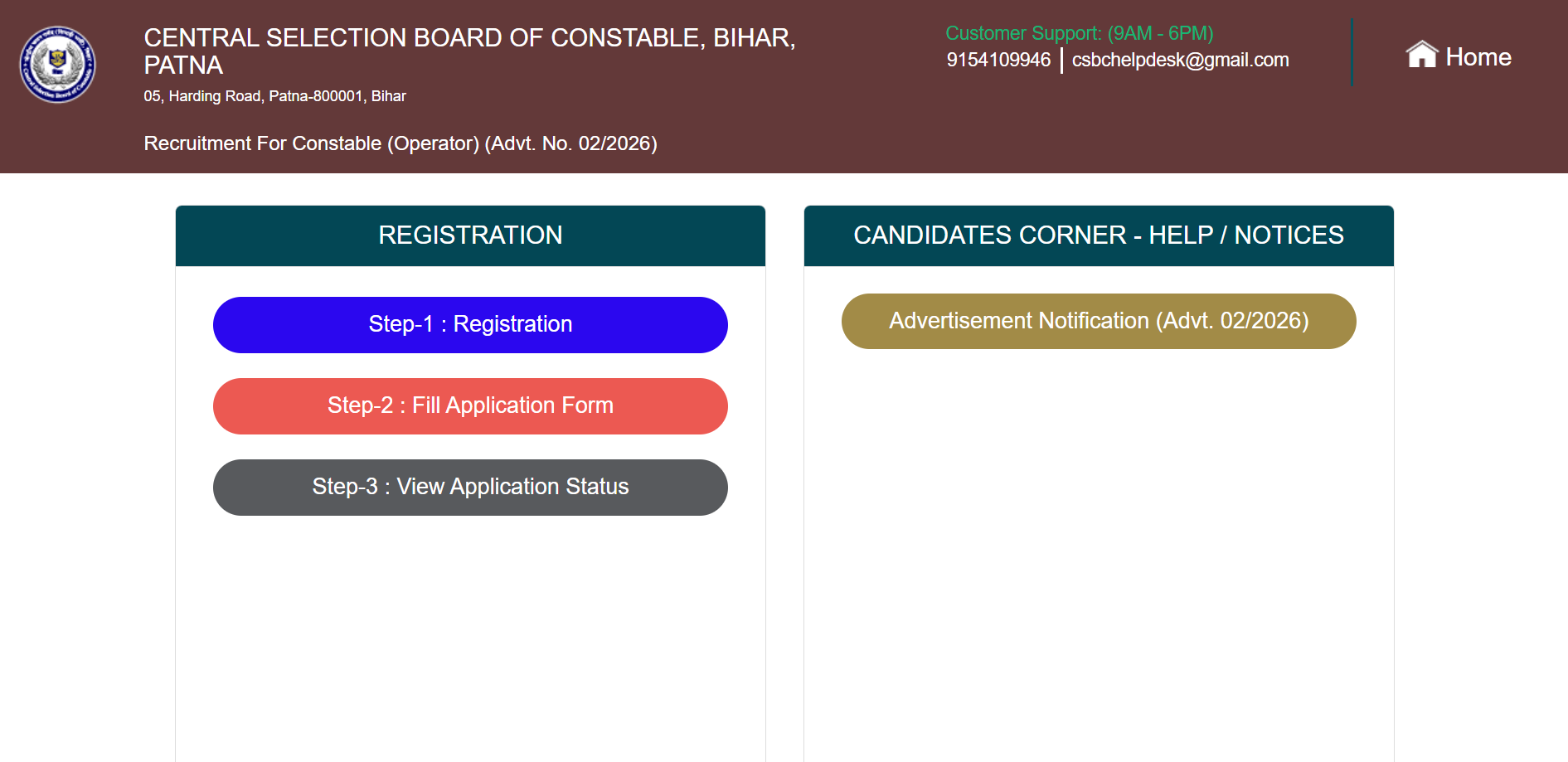 CSBC Bihar Police Constable Operator registration window 2026 opened: Check direct link to apply here