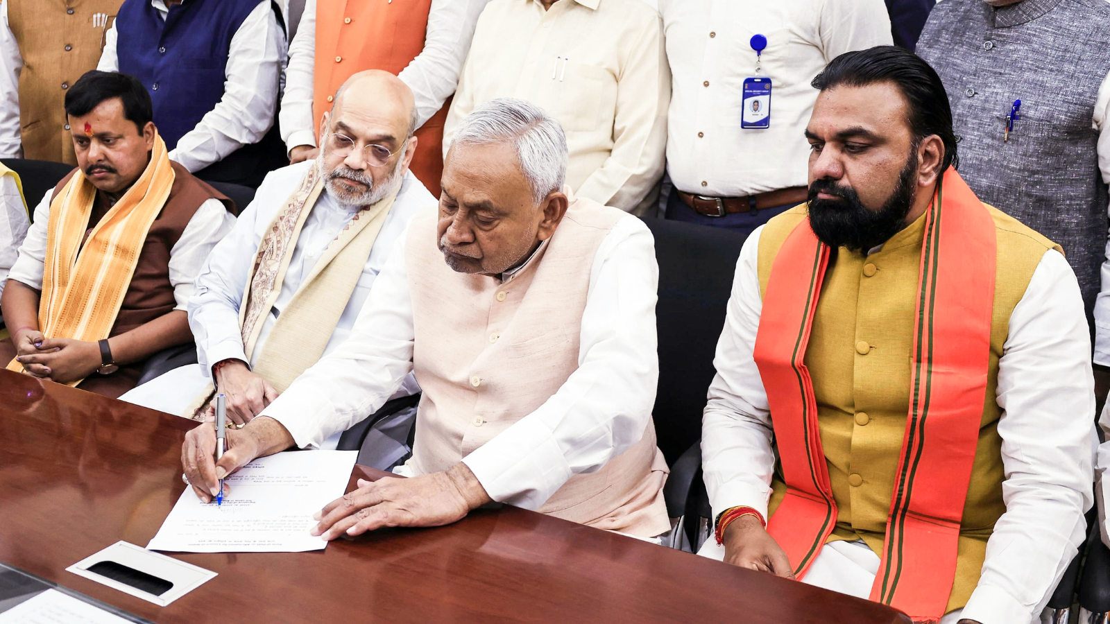 Nitish Kumar filed his nomination papers for Rajya Sabha in Patna on Thursday. (ANI photo)