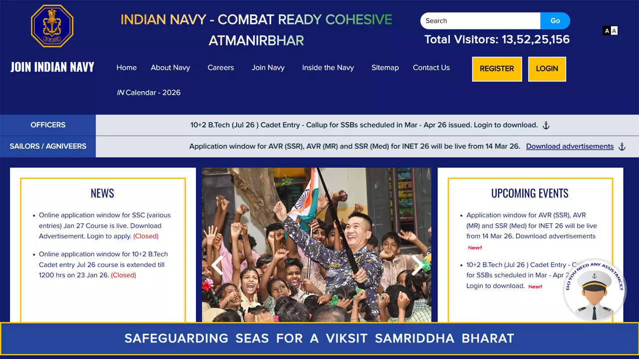 Indian Navy opens Agniveer SSR, MR and SSR medical recruitment for 2027 batches through INET 2026