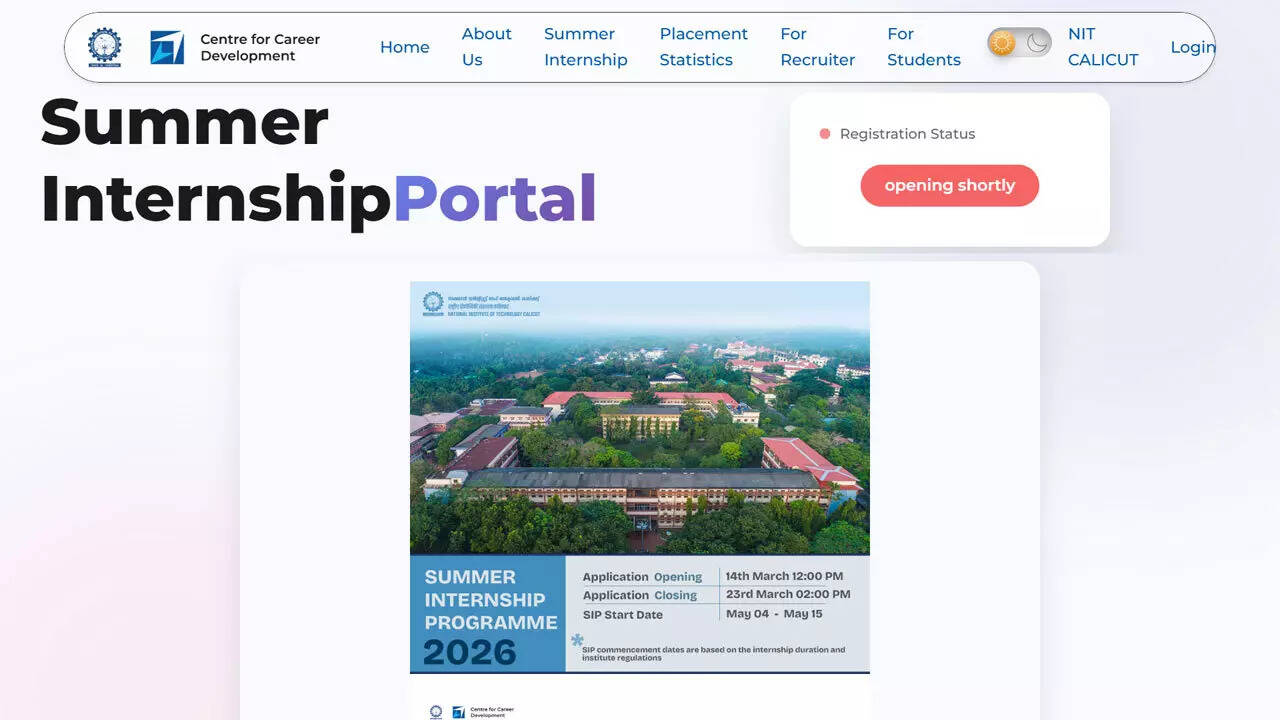 NIT Calicut opens applications for Summer Internship Programme 2026 with 60 and 30 day options for UG and PG students; check details here