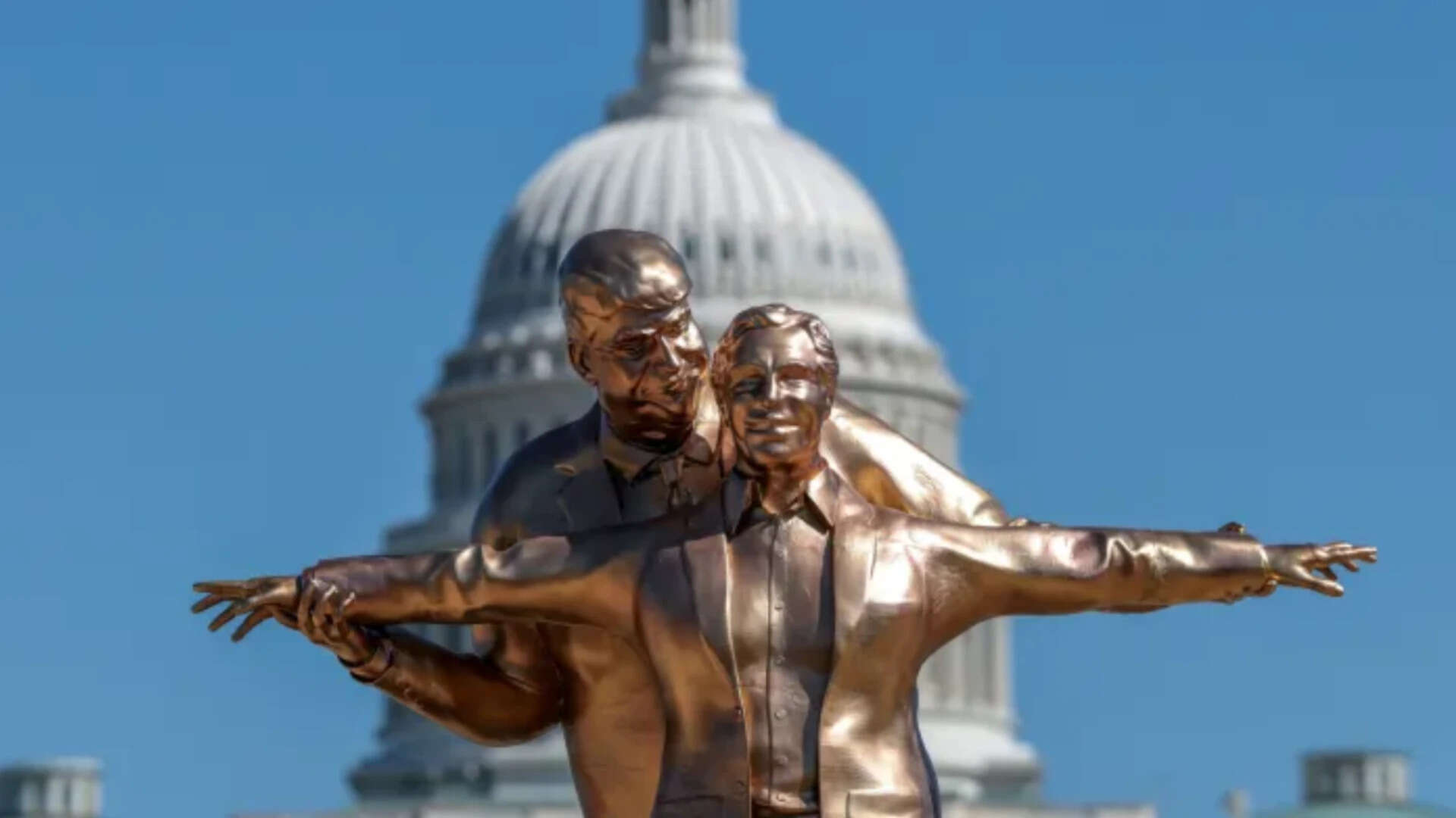 'Tragic love story': Statue of Trump and Epstein in Titanic pose spotted in Washington DC