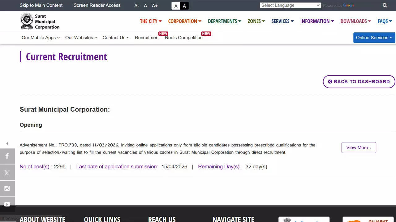 SMC recruitment 2026 opens 1924 posts for clerks, engineers and medical officers; apply from April 1