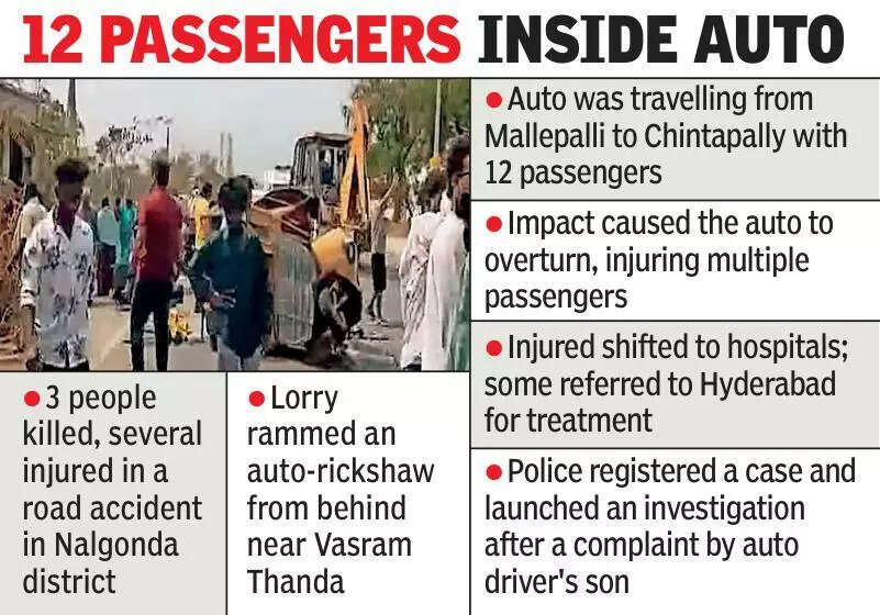 Lorry rear-ends auto in Nalgonda, 3-wheeler driver among 3 dead