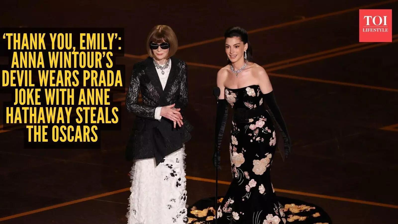 Anna Wintour and Anne Hathaway recreate Devil Wears Prada moment at the Oscars