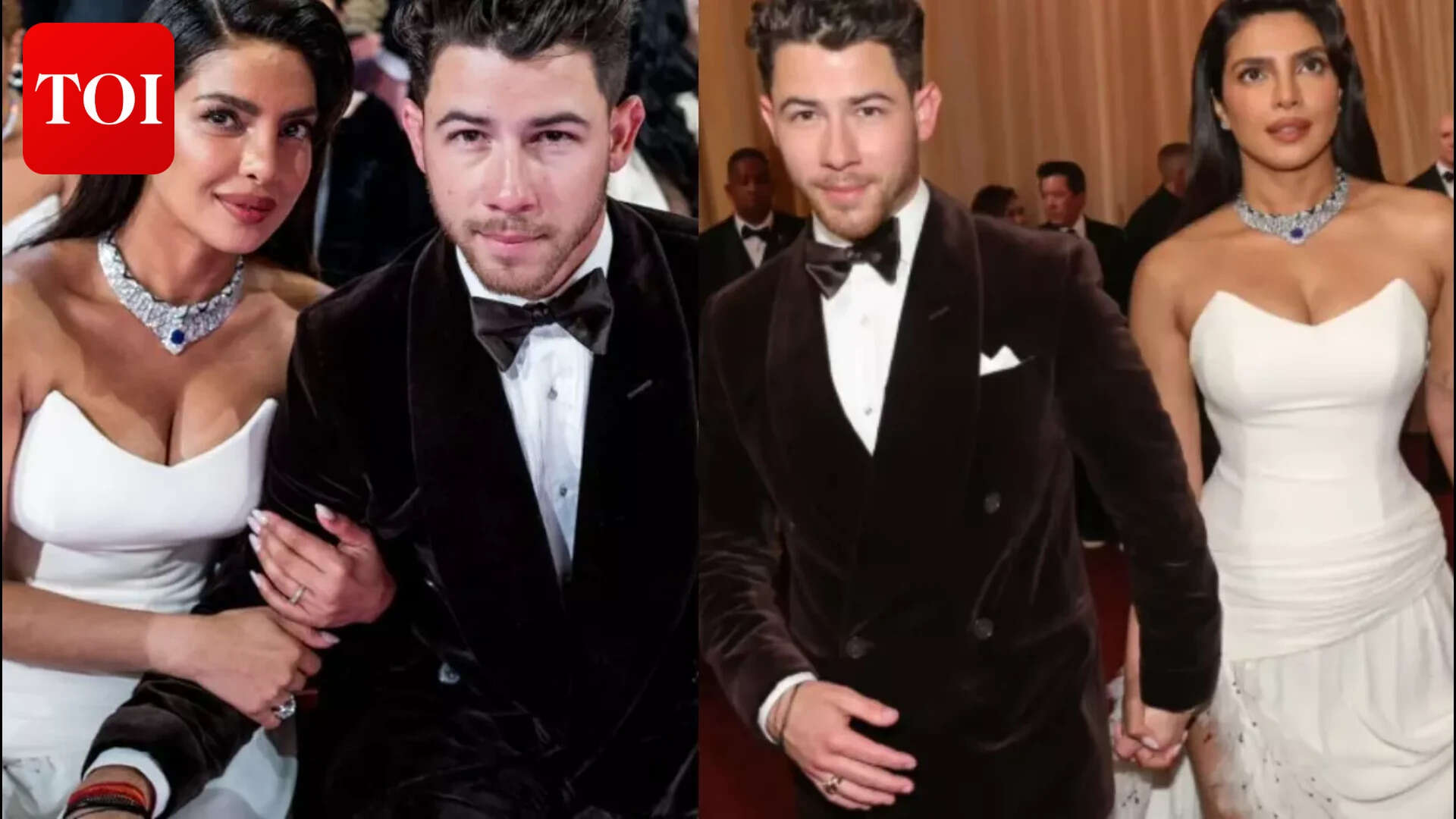 Nick Jonas shows off his mangalsutra bracelet at the Oscars