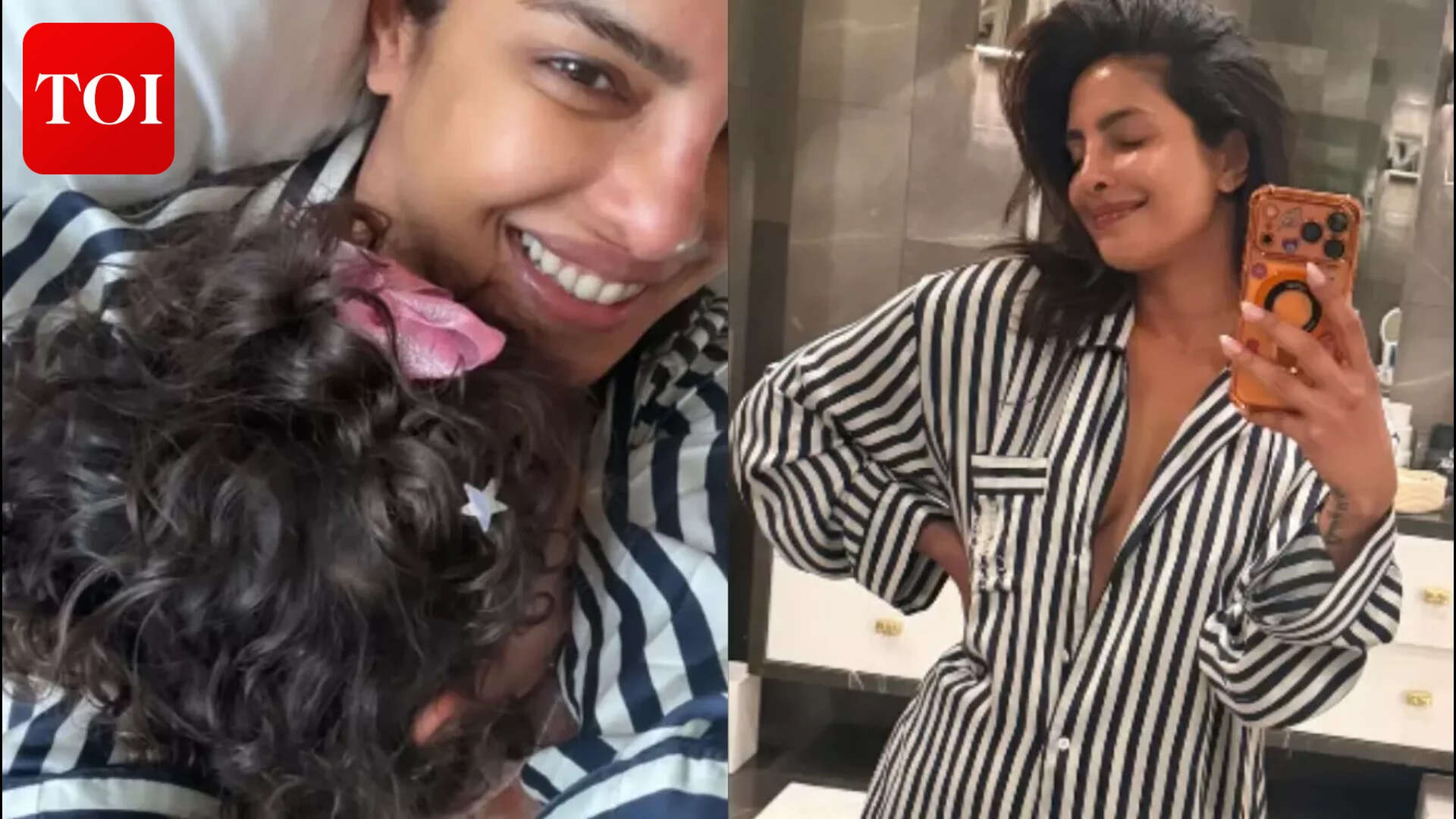 Priyanka cuddles Malti after glamorous Oscars night