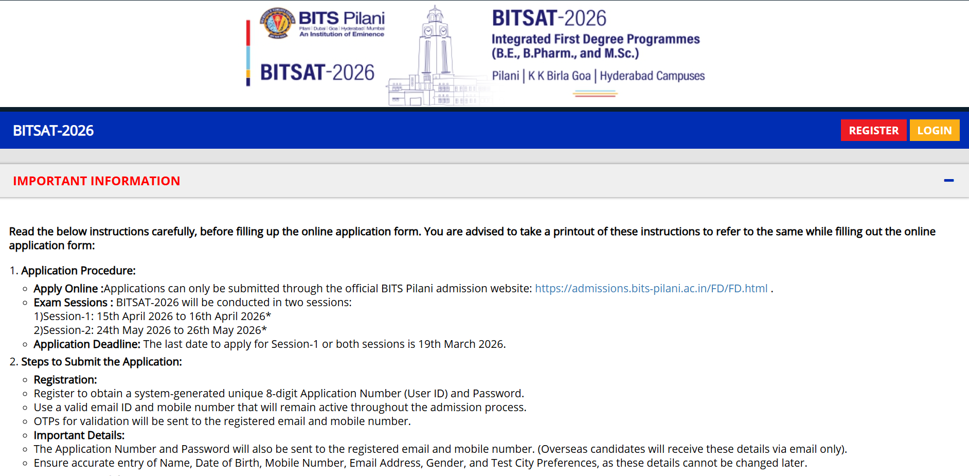 BITSAT 2026 registration deadline extended: Check direct link to apply here