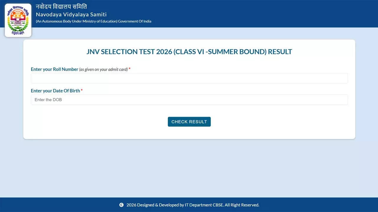 Jawahar Navodaya Class 6 result out: Direct scorecard link here