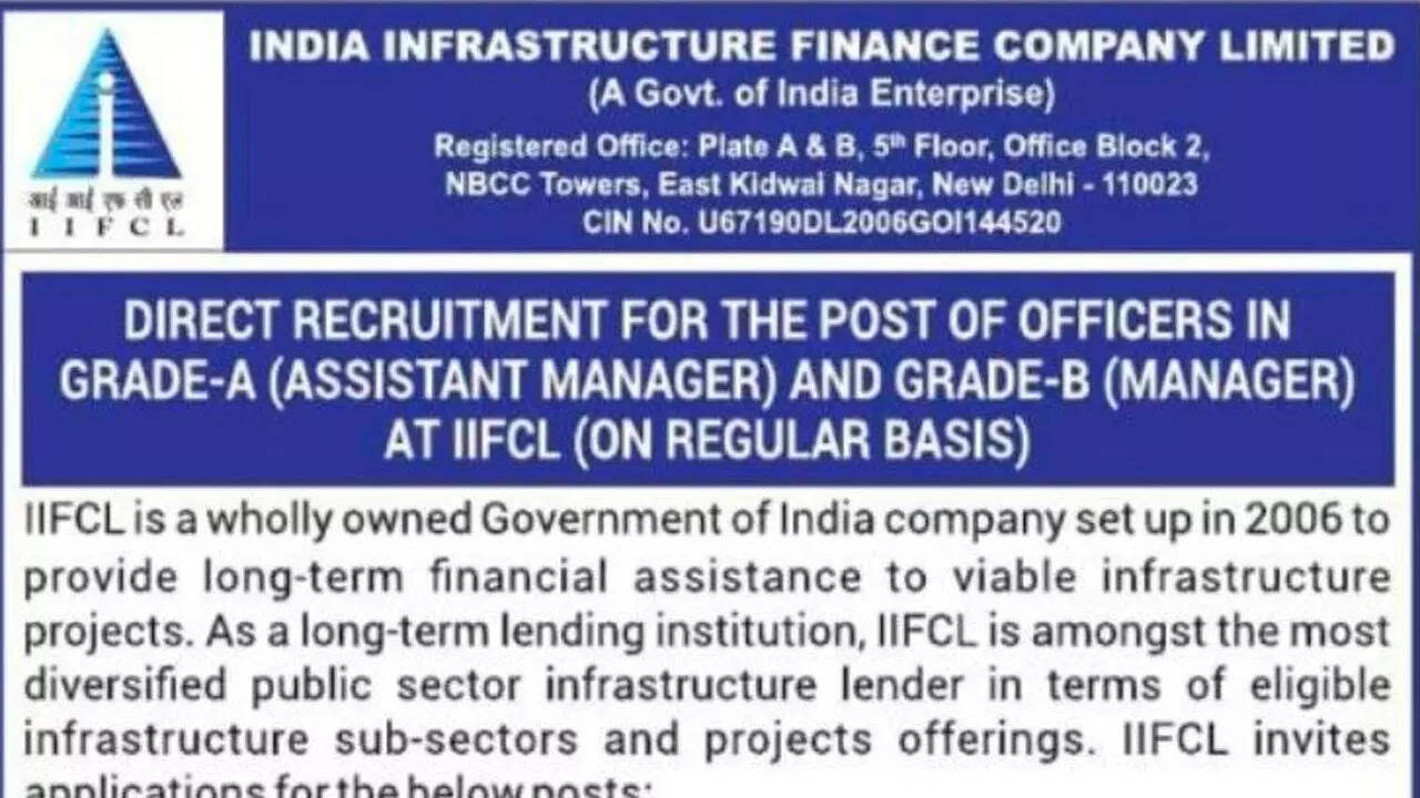 IIFCL recruitment 2026: Notification for Assistant Manager and Manager posts released at iifcl.in; apply here