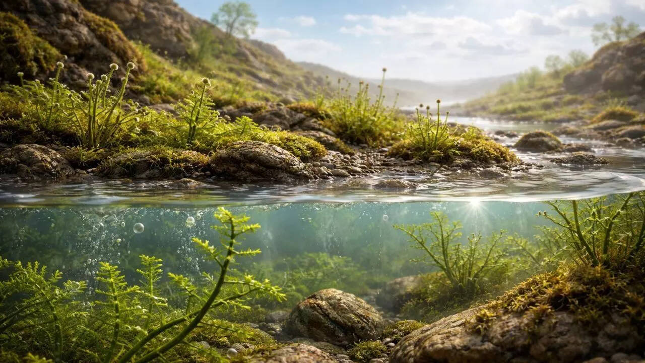 What was the first plant on Earth and how did it start life on land