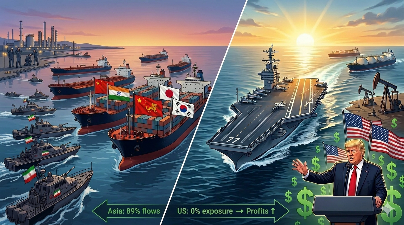 Choke on Strait of Hormuz hurts many nations, US is not one of them – in fact it profits
