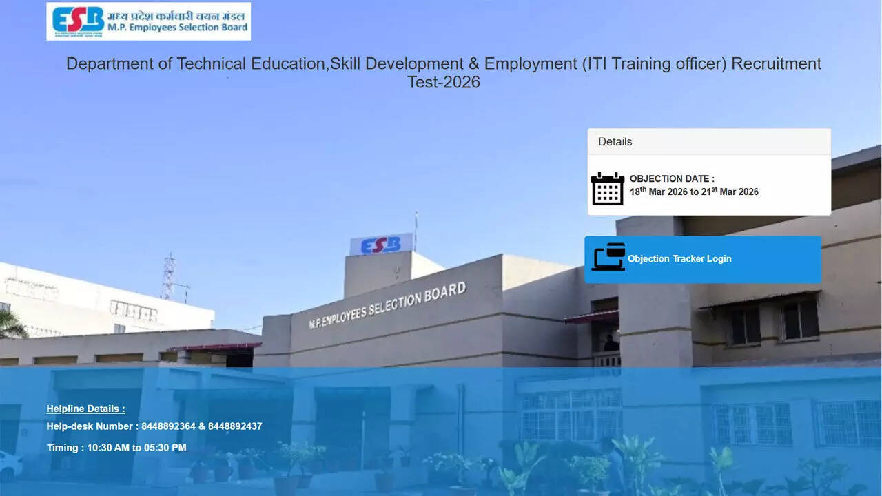 MPESB ITI TO answer key 2026 released for 1120 posts, objection window open till March 21