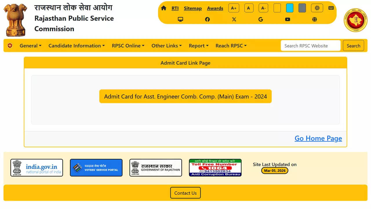 RPSC AE mains admit card 2026 out at rpsc.rajasthan.gov.in ahead of March 22 and 23 exams for 1014 posts; download here