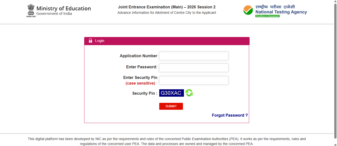 JEE Main 2026 city intimation slip for Session 2 released at NTA website: Direct link to download here