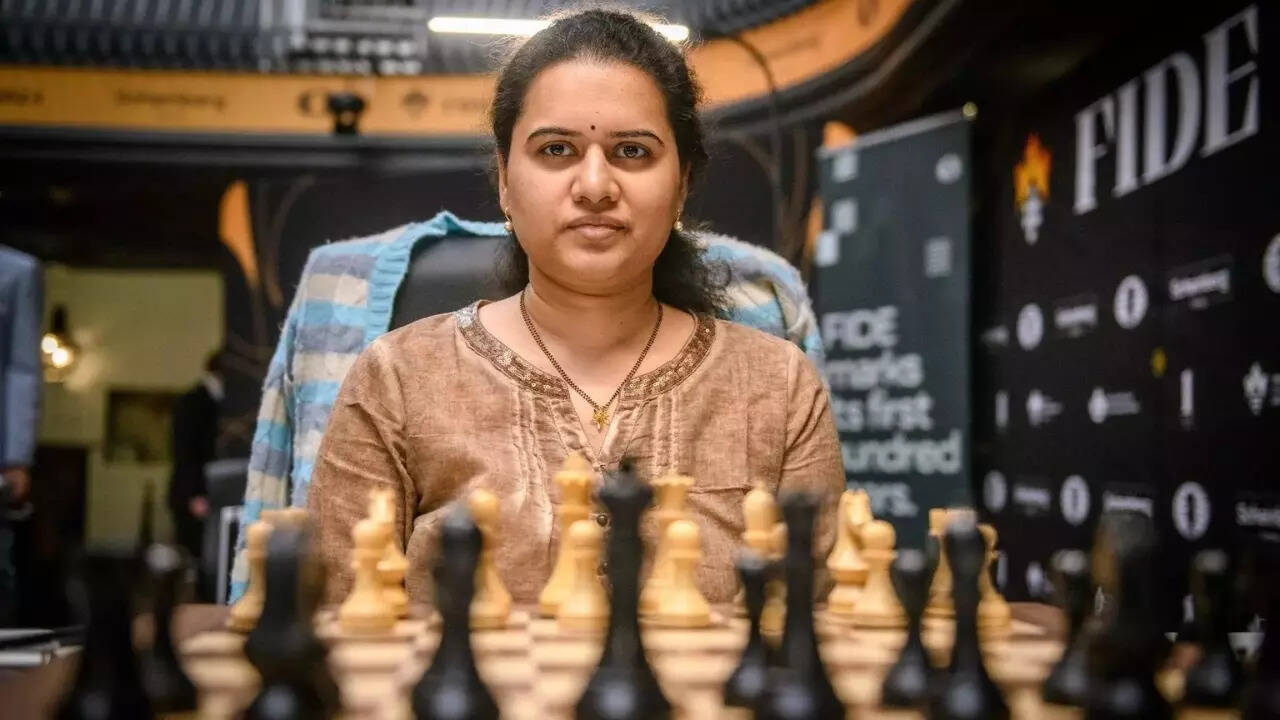 Koneru Humpy during her Round 11 match against Grandmaster Nurgyul Salimova at the FIDE Women's Candidates 2024 chess tournament, in Toronto, Canada. (PTI File Photo)
