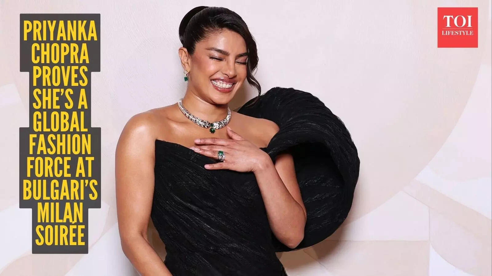 Priyanka Chopra shuts down Milan in a dramatic black gown at Bulgari’s star-studded night