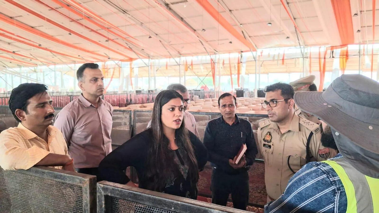 DM Medha Roopam inspects preparations for inauguration of Noida International Airport on Tuesday
