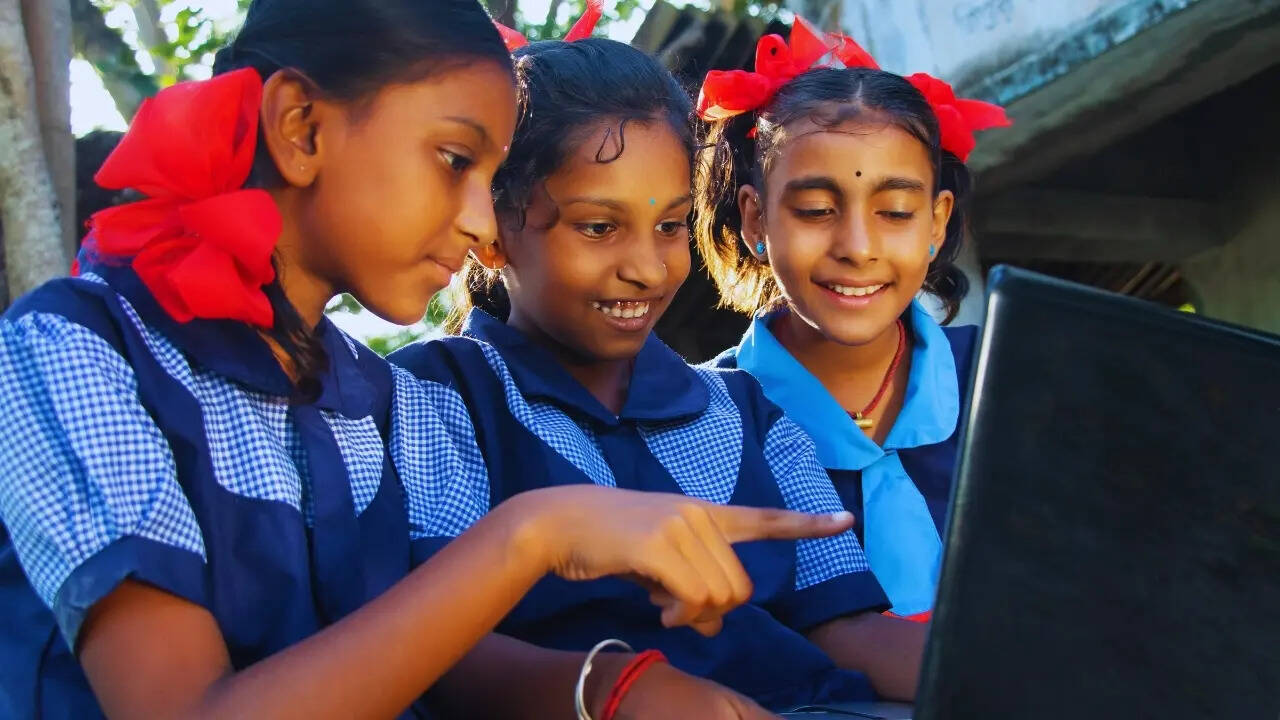 Children using modern technology in classrooms