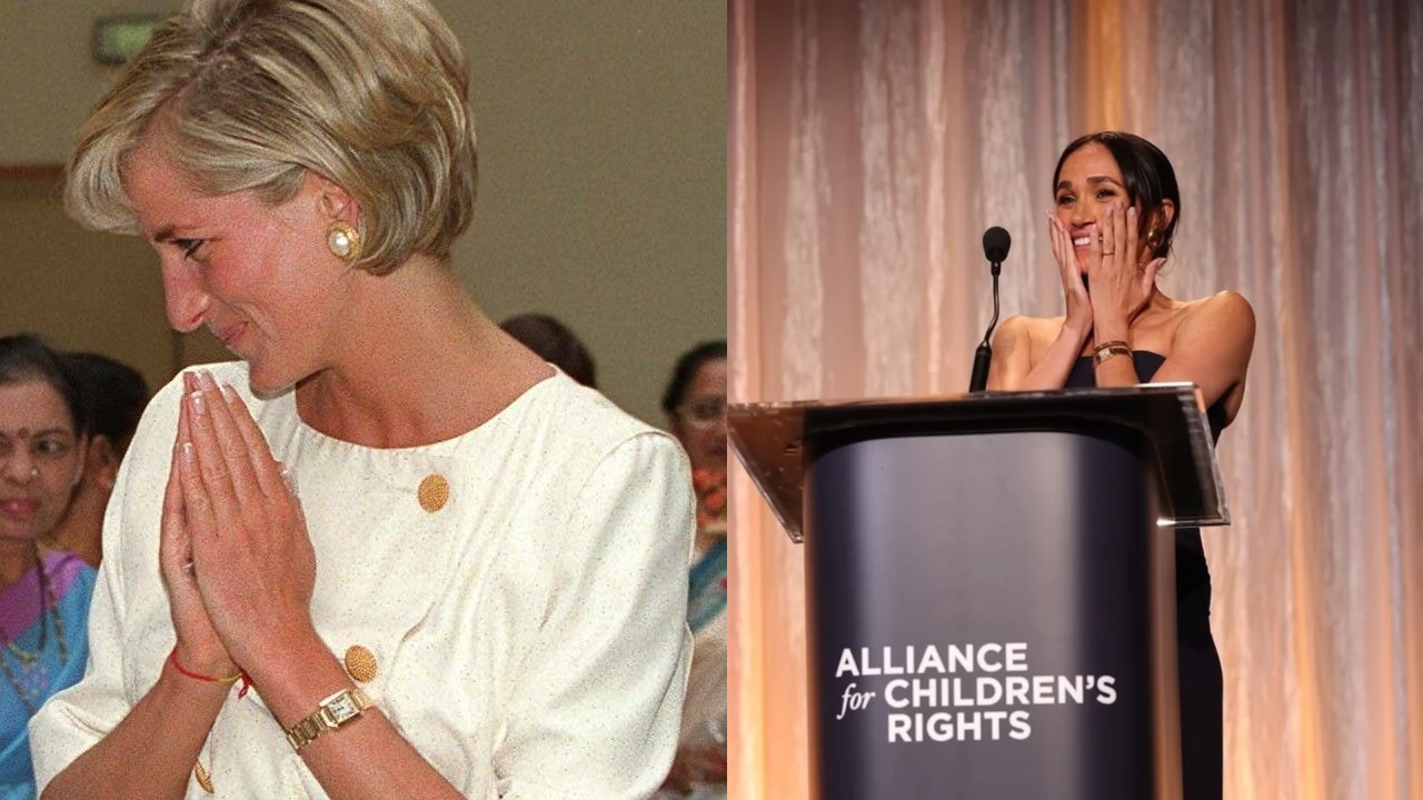 Meghan Markle Channels Diana in a Navy Look