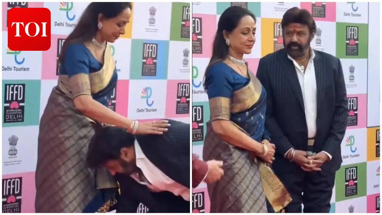 Nandamuri Balakrishna touches Hema Malini’s feet
