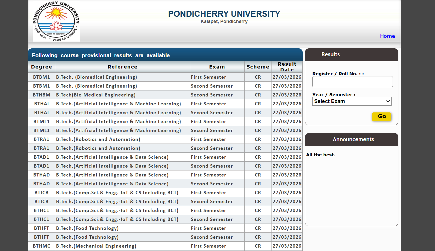 Pondicherry University result released at exam.pondiuni.edu.in: Direct link to download scorecards