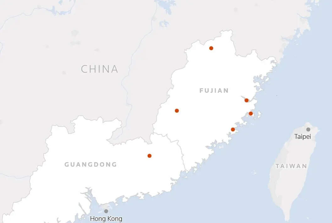 ​Fujian and Guangdong provinces are close to Taiwan​ (Reuters)