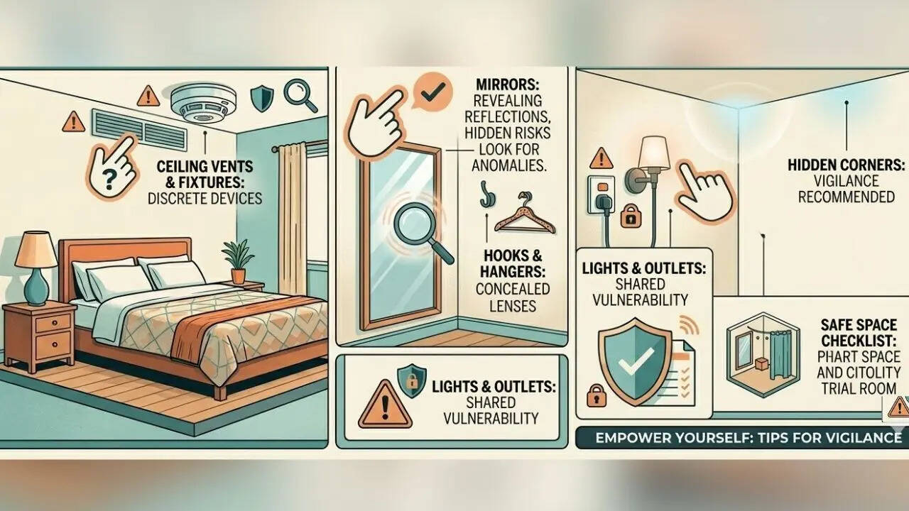  Mirrors and corners can hide more than you see.